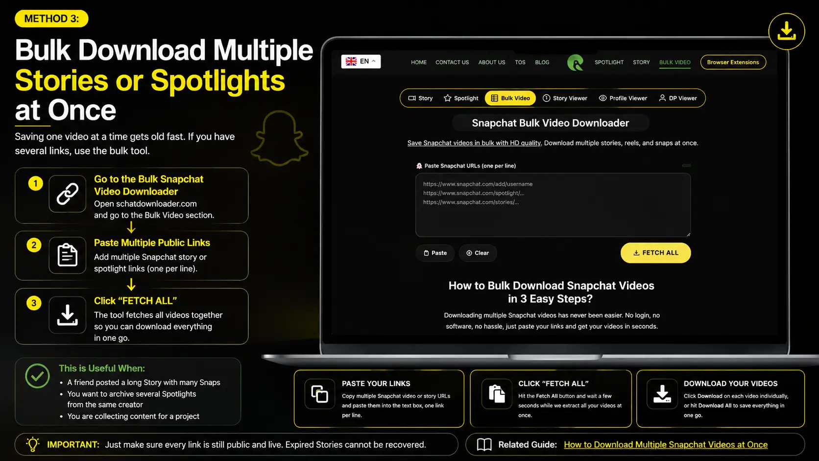 Use Bulk Download Multiple Stories or Spotlights